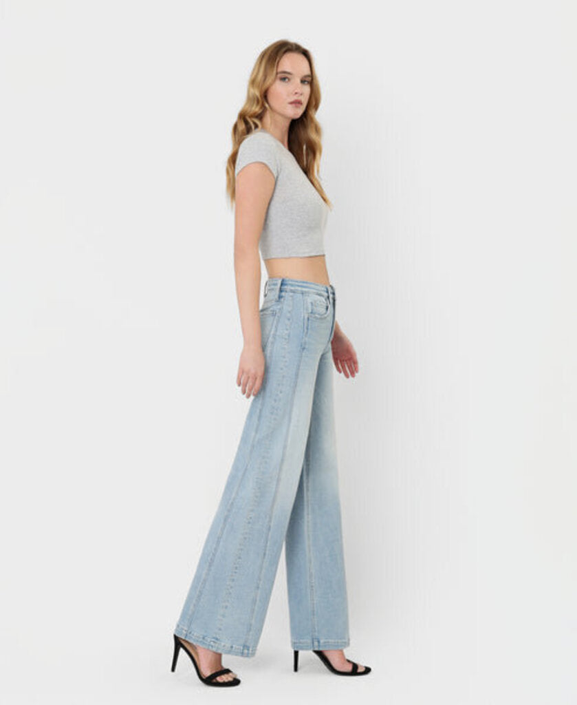 VERVET High Rise Side Panel Wide Leg Jean
