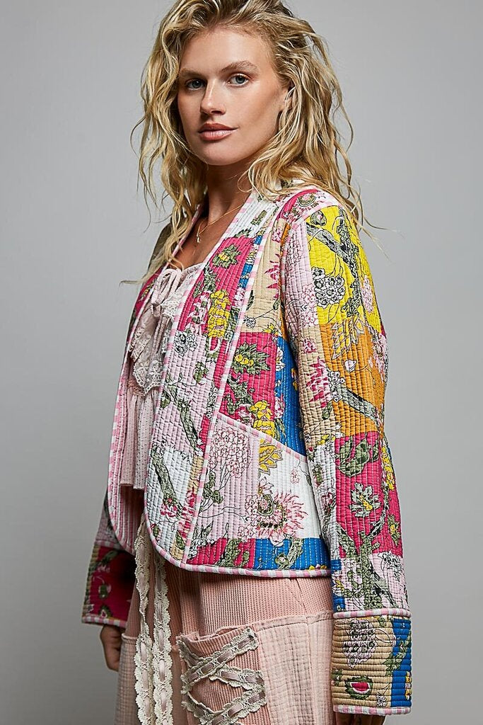 POL Pink and Multi Quilted Jacket