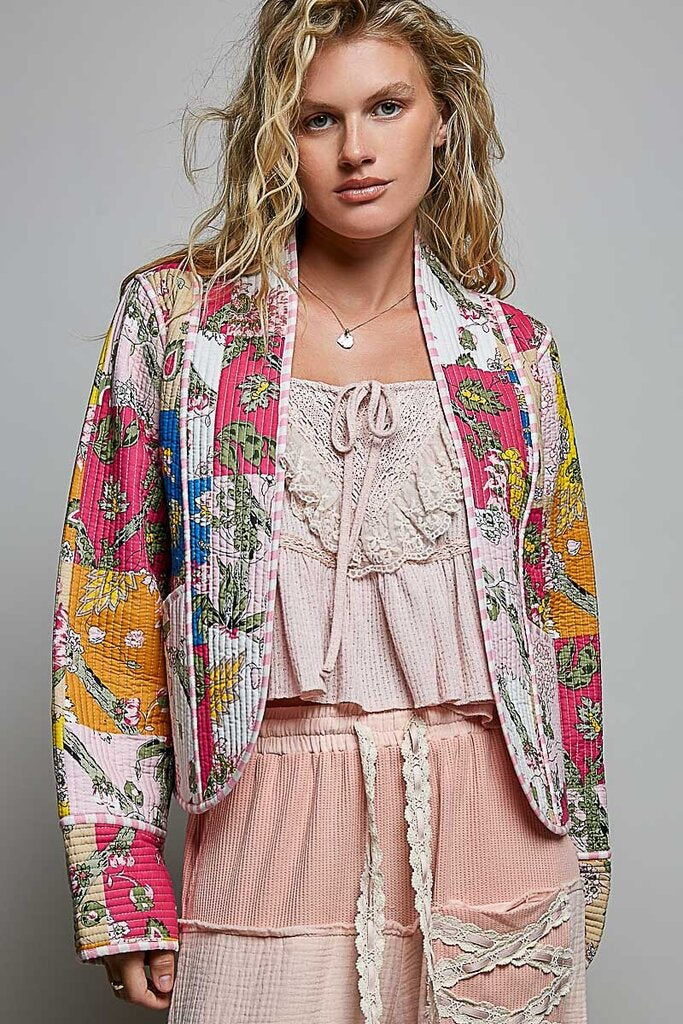 POL Pink and Multi Quilted Jacket