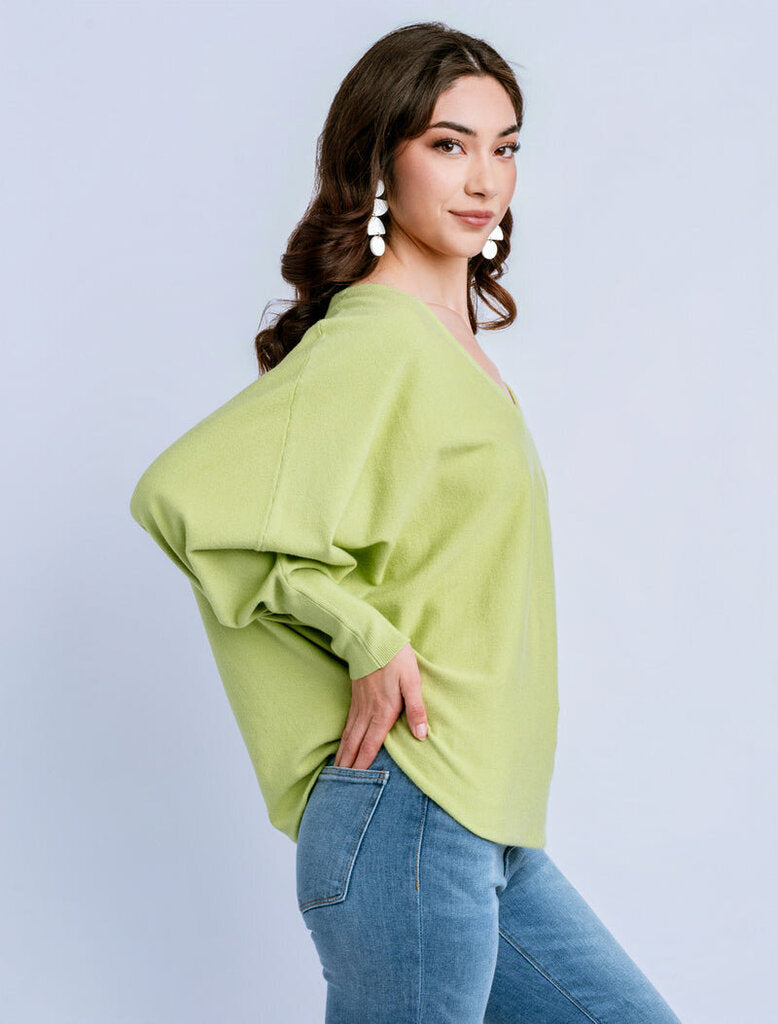 KERISMA Pesto V-Neck Dolman Mid Sleeve Sweater