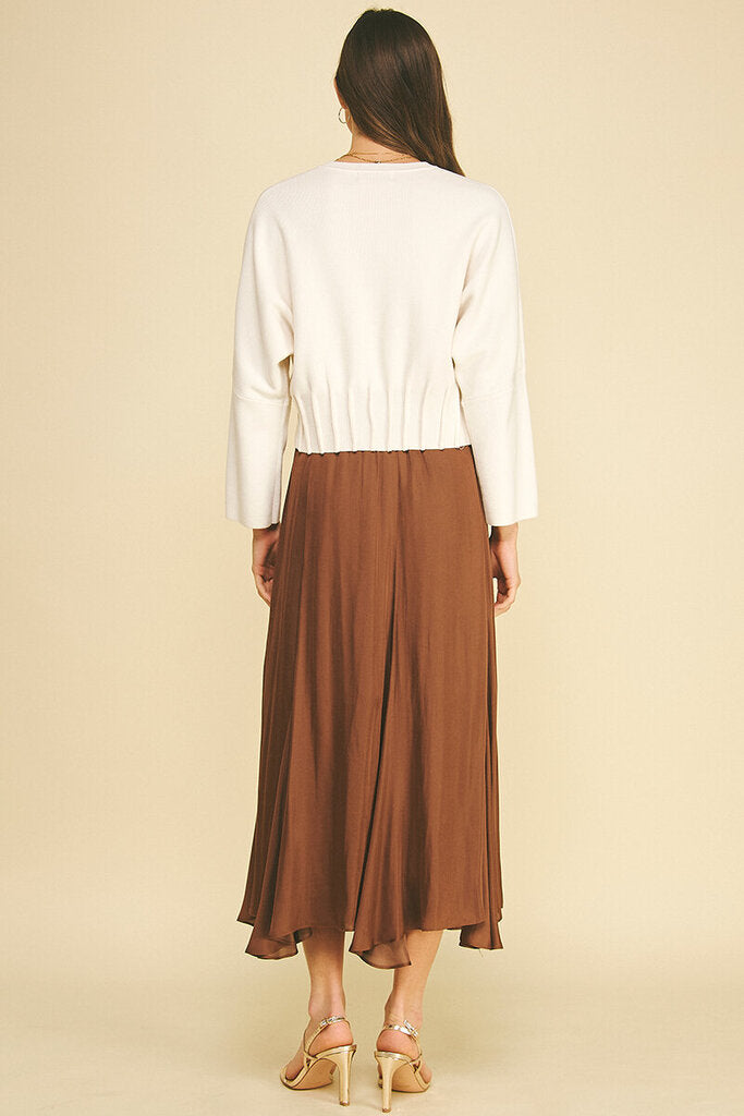 PINCH Taupe Wide Sleeve Pleated Back Soft Sweater