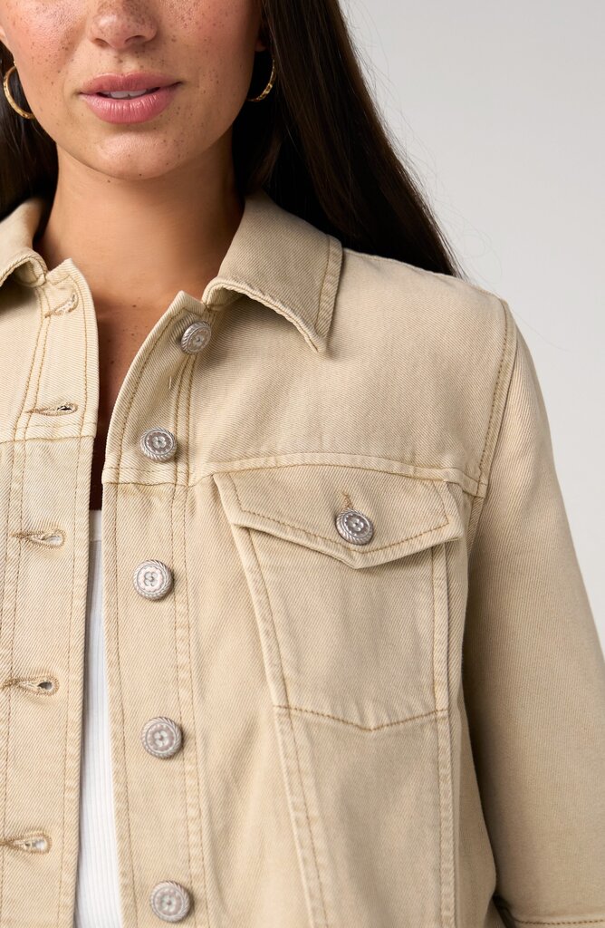 LIVERPOOL Khaki Mid Sleeve Frayed Flounce Jacket