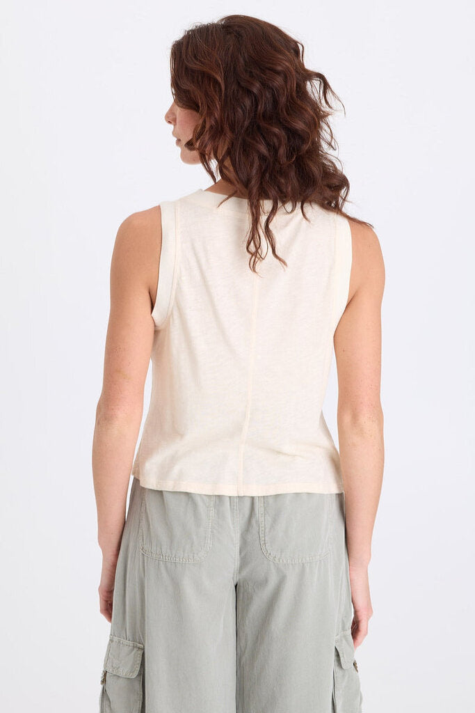 XCVI Sleeveless Katrine Cream Embroidered Twill Tank