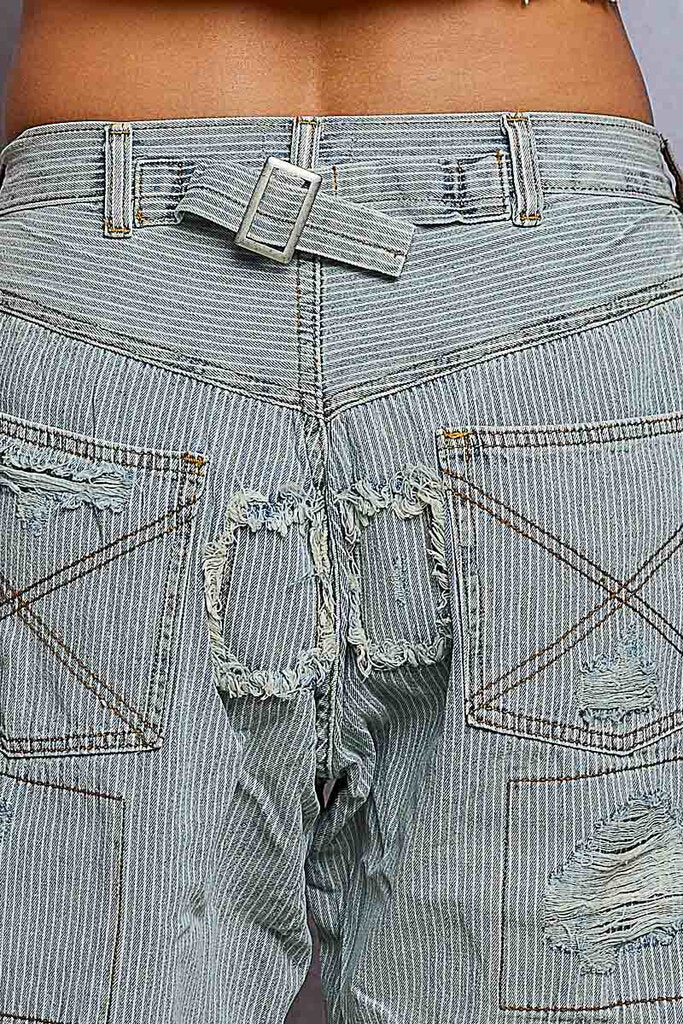 POL Lightweight Stripe Patch Denim Jeans