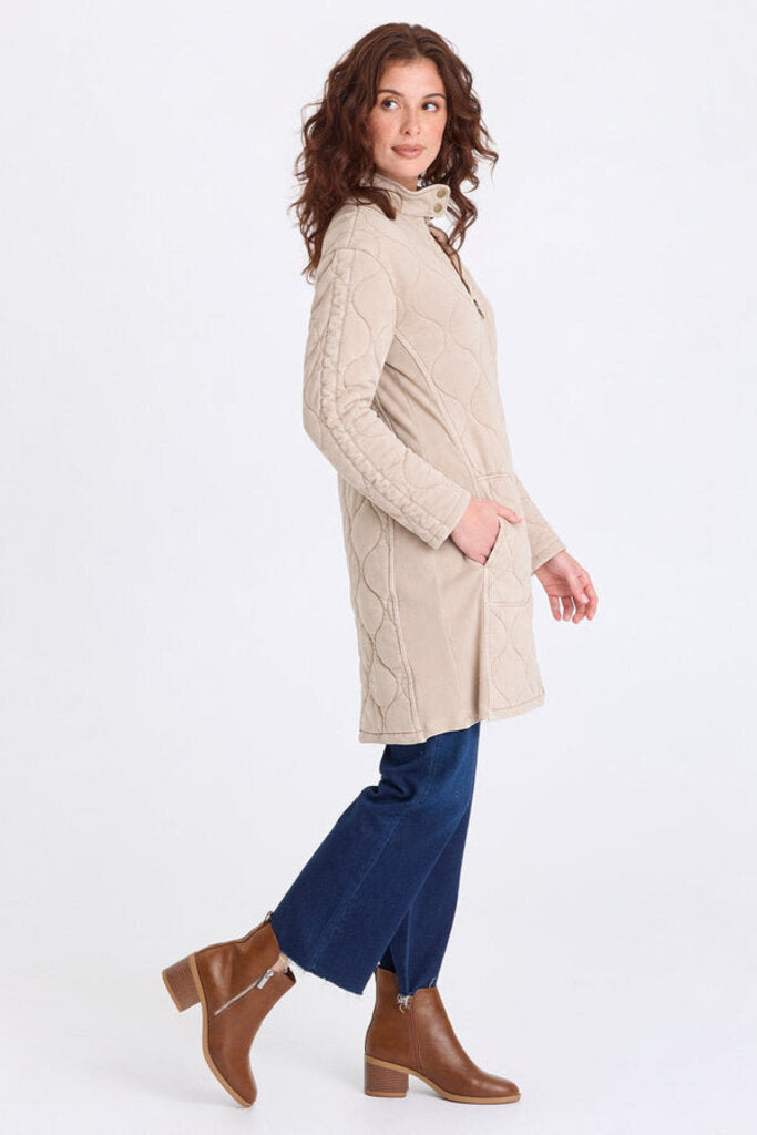 XCVI Khaki Wave Quilting Long Sleeve Jacket