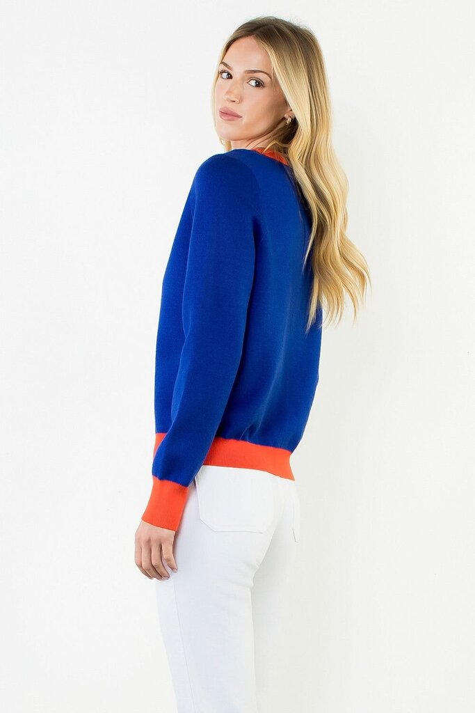 THML Blue and Orange Dog Print Long Sleeve Sweater
