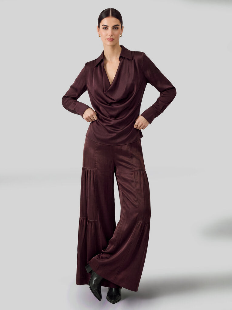CURRENT AIR Deep Burgundy Long Sleeve Blouse Top