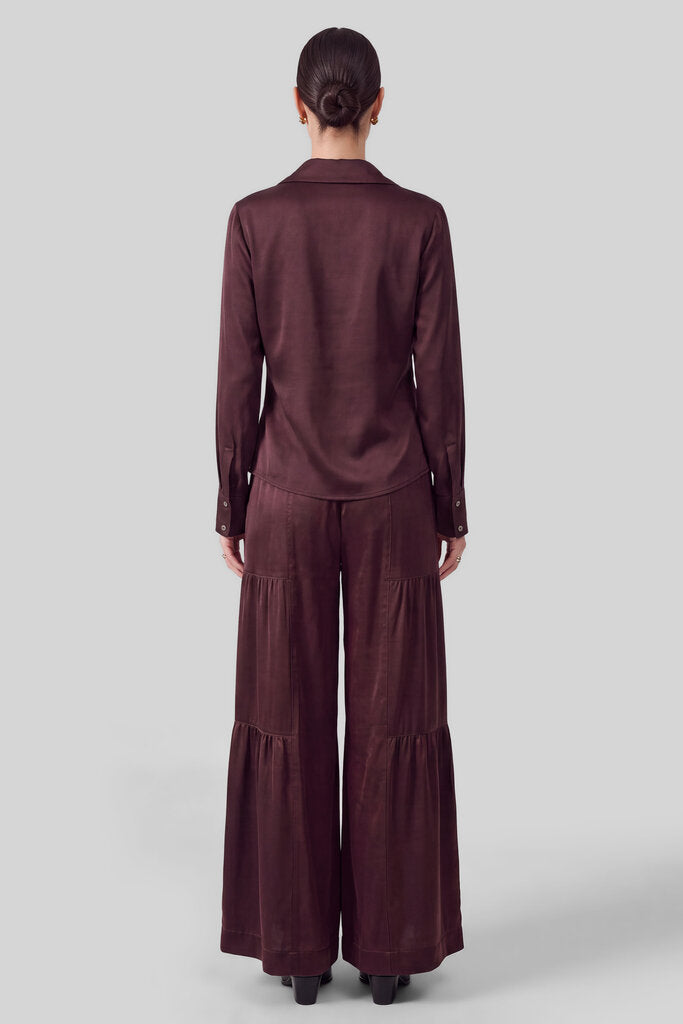 CURRENT AIR Deep Burgundy Long Sleeve Blouse Top