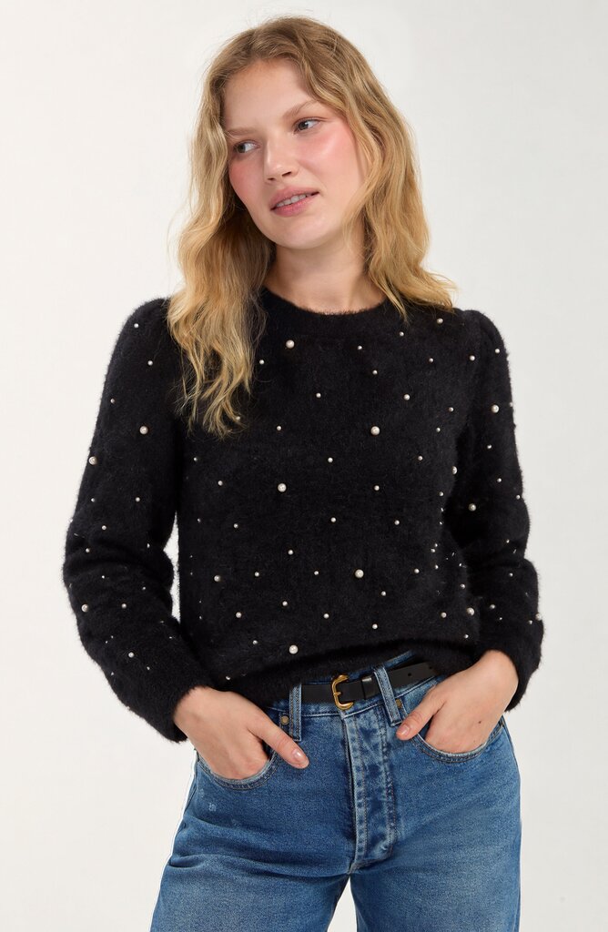 LIVERPOOL Black Long Sleeve Sweater with Pearls