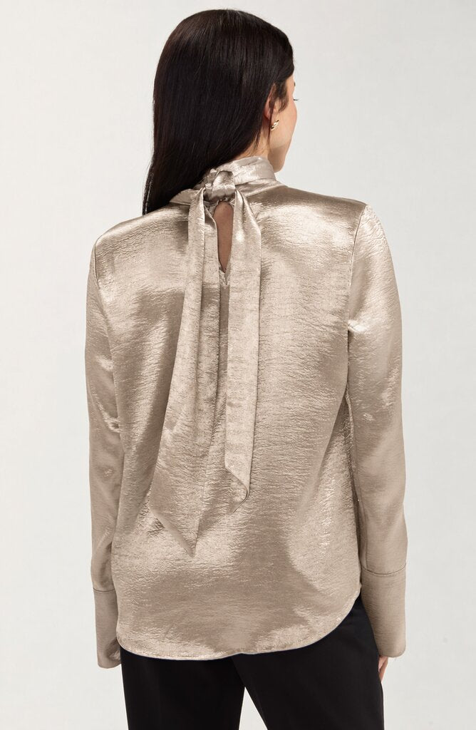 LIVERPOOL Bronze Metallic Long Sleeve Blouse Top