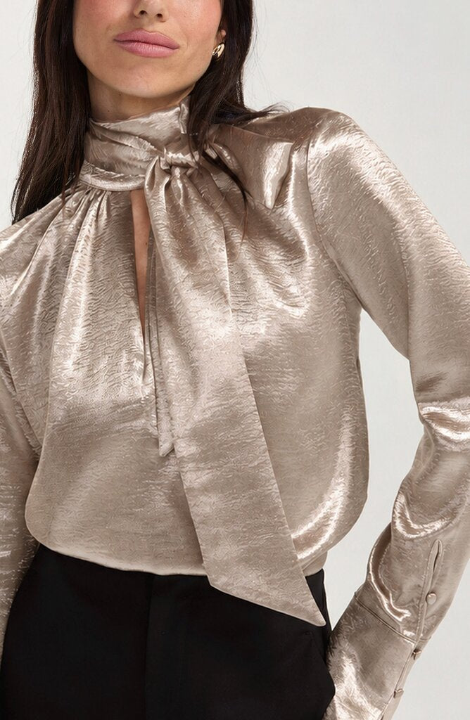 LIVERPOOL Bronze Metallic Long Sleeve Blouse Top