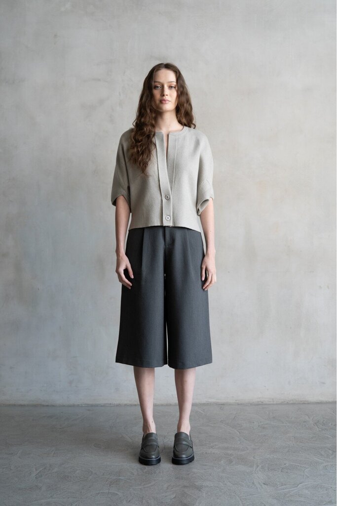 ELLE GREY Cloudy Grey Short Sleeve Cardigan Top