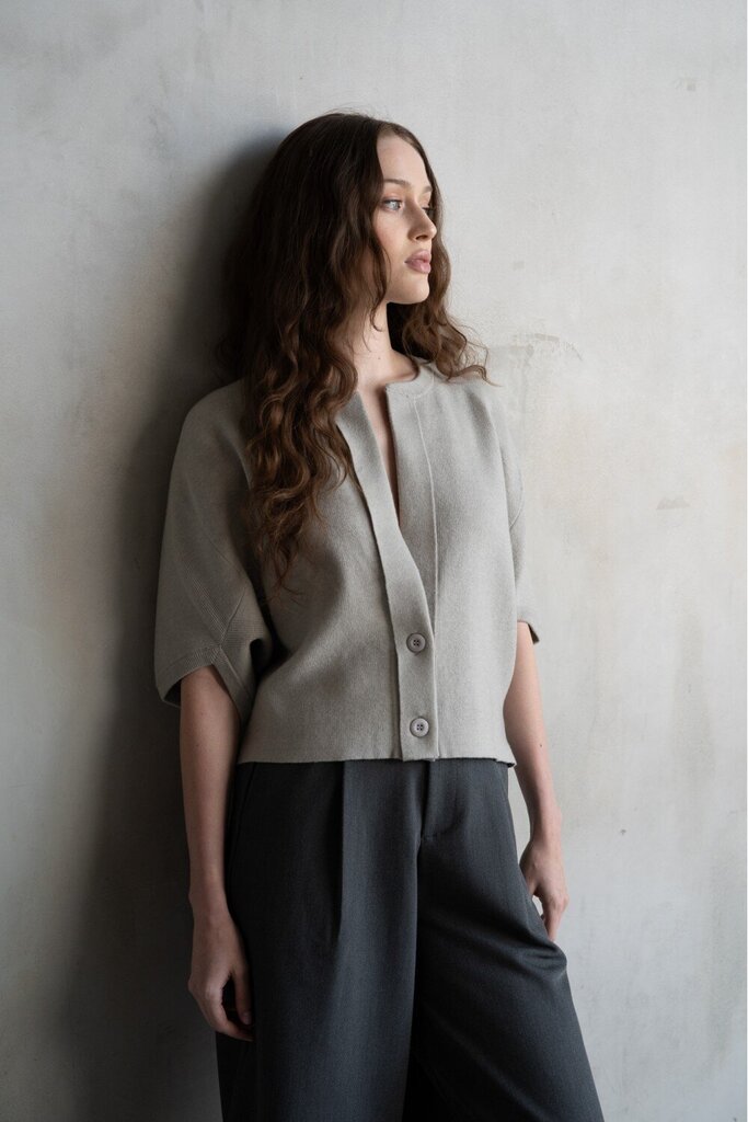 ELLE GREY Cloudy Grey Short Sleeve Cardigan Top