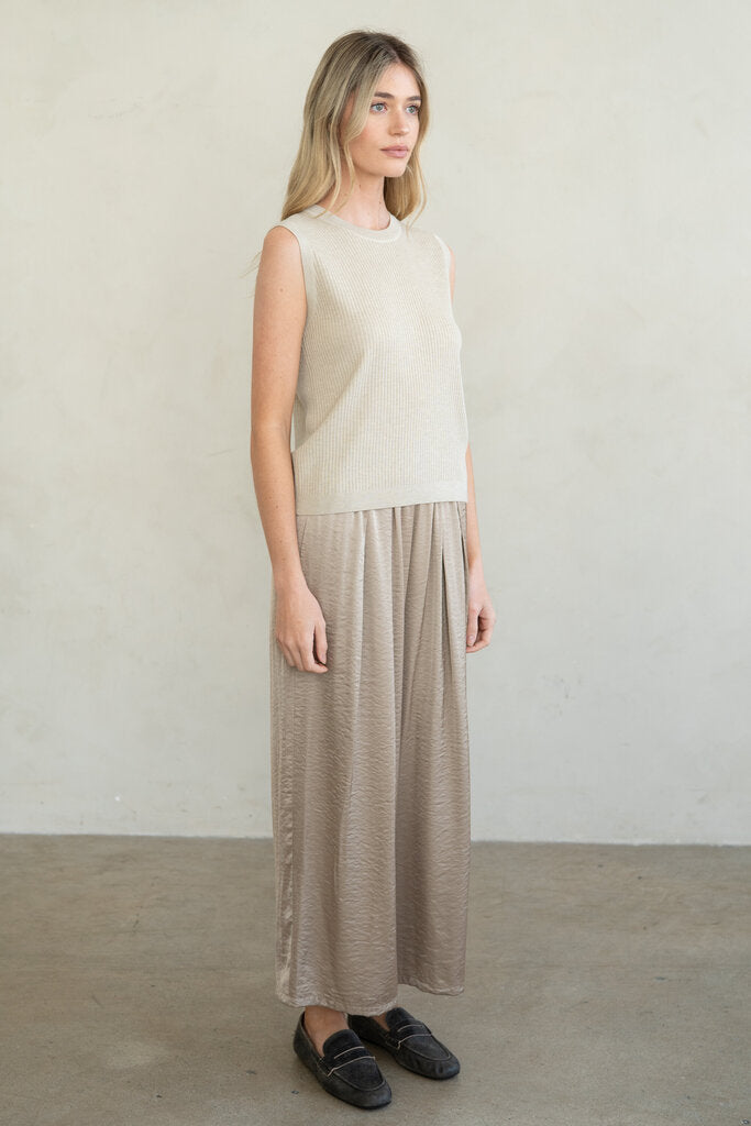 ELLE GREY Champagne Wide Leg Satin Look Pant