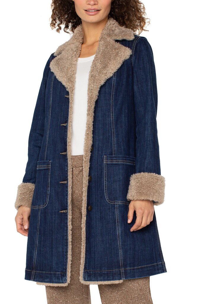 LIVERPOOL Classic Denim Sherpa Trimmed Jacket