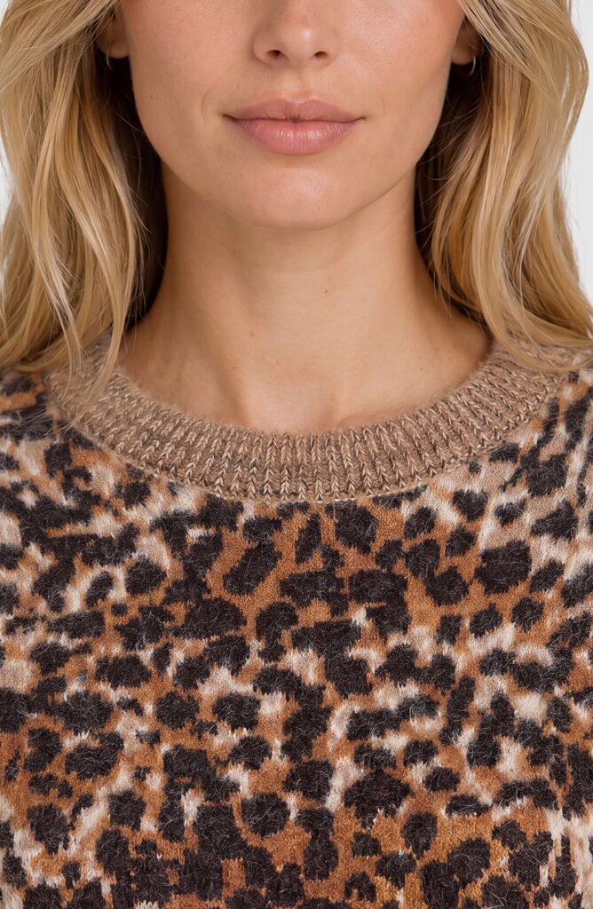 LIVERPOOL Long Sleeve Leopard Crew Neck Sweater