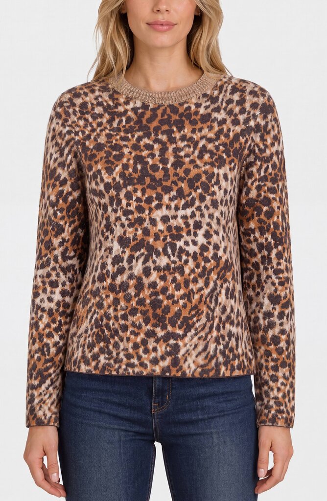 LIVERPOOL Long Sleeve Leopard Crew Neck Sweater