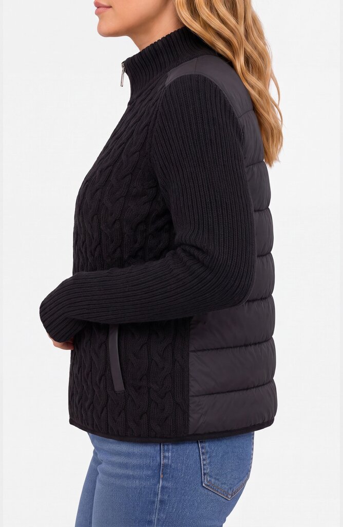 LIVERPOOL Cable knit & Quilted Sweater Zip-Up Jacket