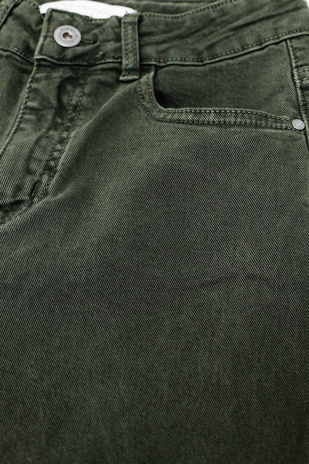 Cropped wide leg jeans in khaki