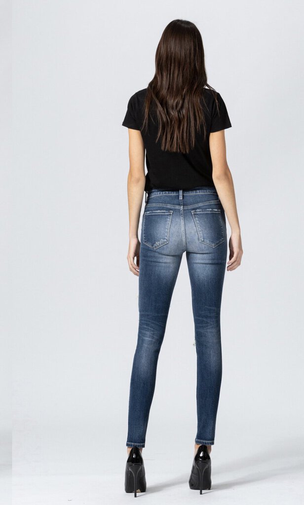 VERVET Md Rise Distressed Skinny Jean with Contrast Patch