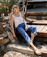 VERVET Super High Rise Wide Leg Crop Jean with Seam Detail