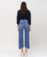 VERVET Super High Rise Wide Leg Crop Jean with Seam Detail
