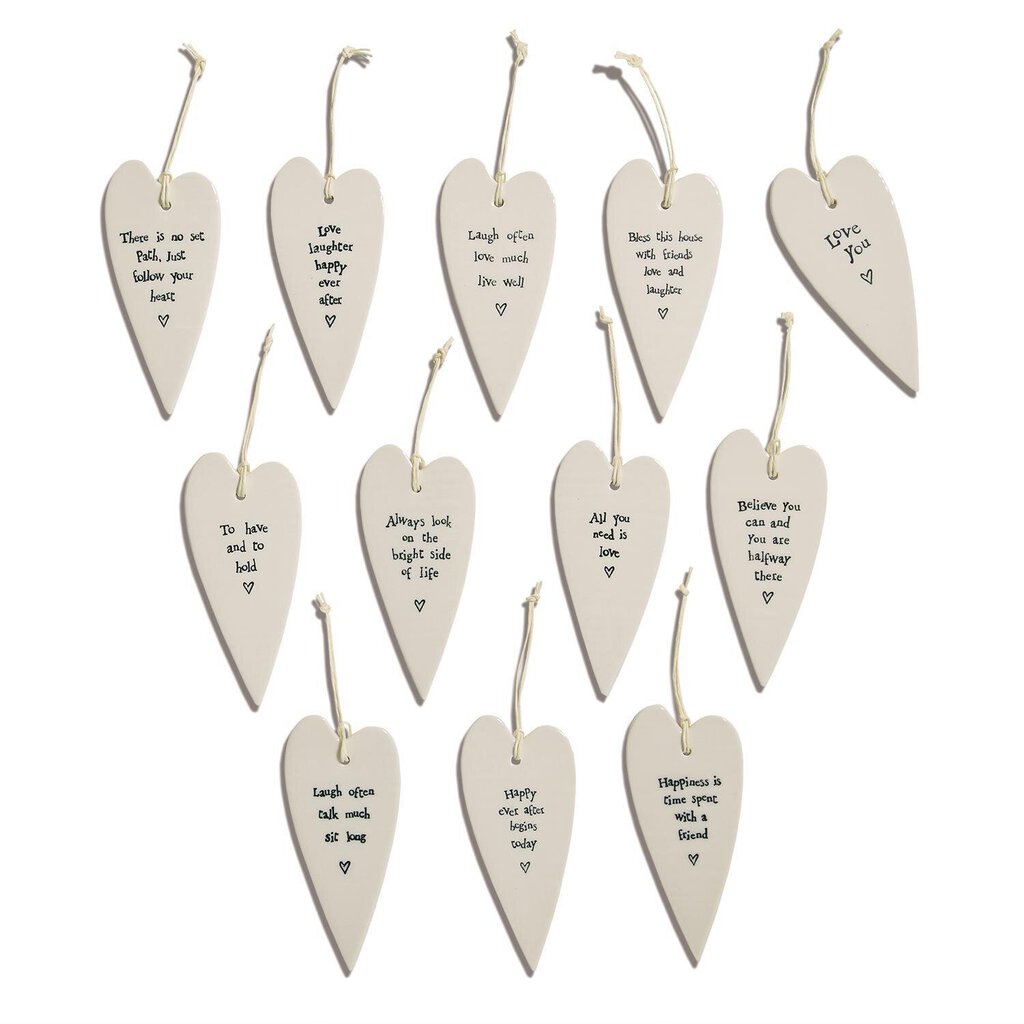 TWO COMPANY Off White Porcelain Heart Shaped Sayings