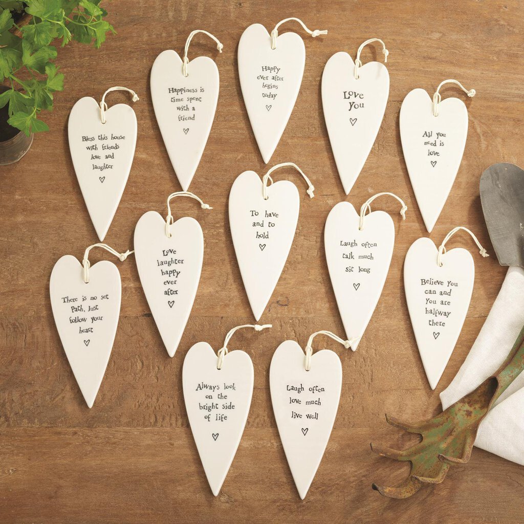 TWO COMPANY Off White Porcelain Heart Shaped Sayings