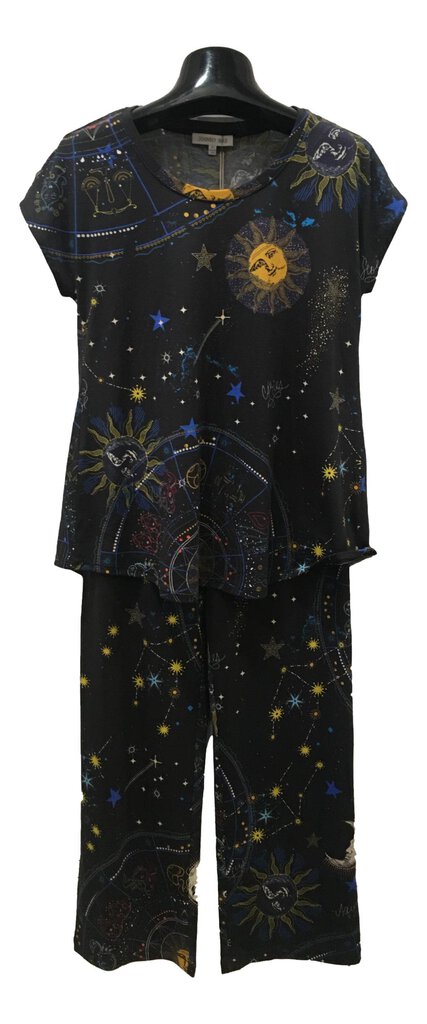 JOHNNY WAS Black Mix Celestine Cap Sleeve Crop PJ's Set