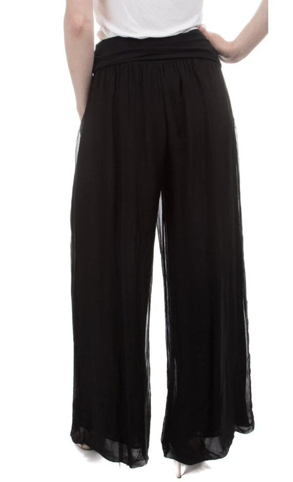 GIGI Black Silky Lined Pant with Elastic Banded Knit Waist