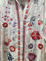 JOHNNY WAS WORKSHOP STRIPED LONG SLEEVE PIPER SHIRT TOP