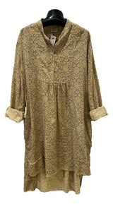 JADED GYPSY Made in the USA Carry Your Love Yellow and Grey Long Sleeve Tunic