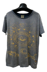 JADED GYPSY Blue Short Sleeve Evil Eye T-shirt Top Made in the USA