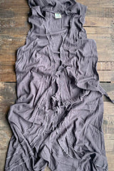 JADED GYPSY Sleeveless Long Charcoal Love At First Bite Hooded Duster Made in the USA