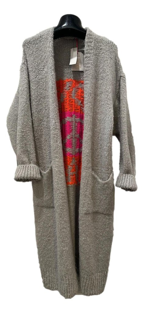 YOLLY Long Knit Bright Peace and Love Duster Four Colors