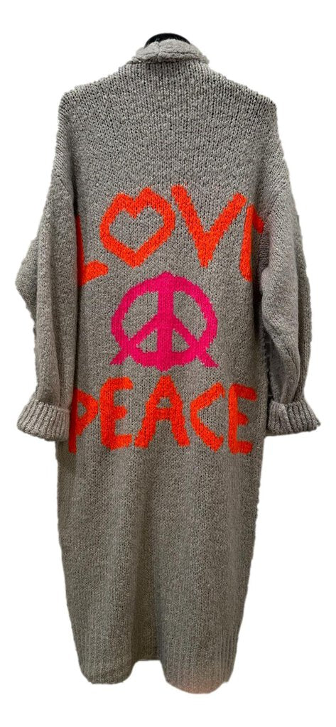 YOLLY Long Knit Bright Peace and Love Duster Four Colors