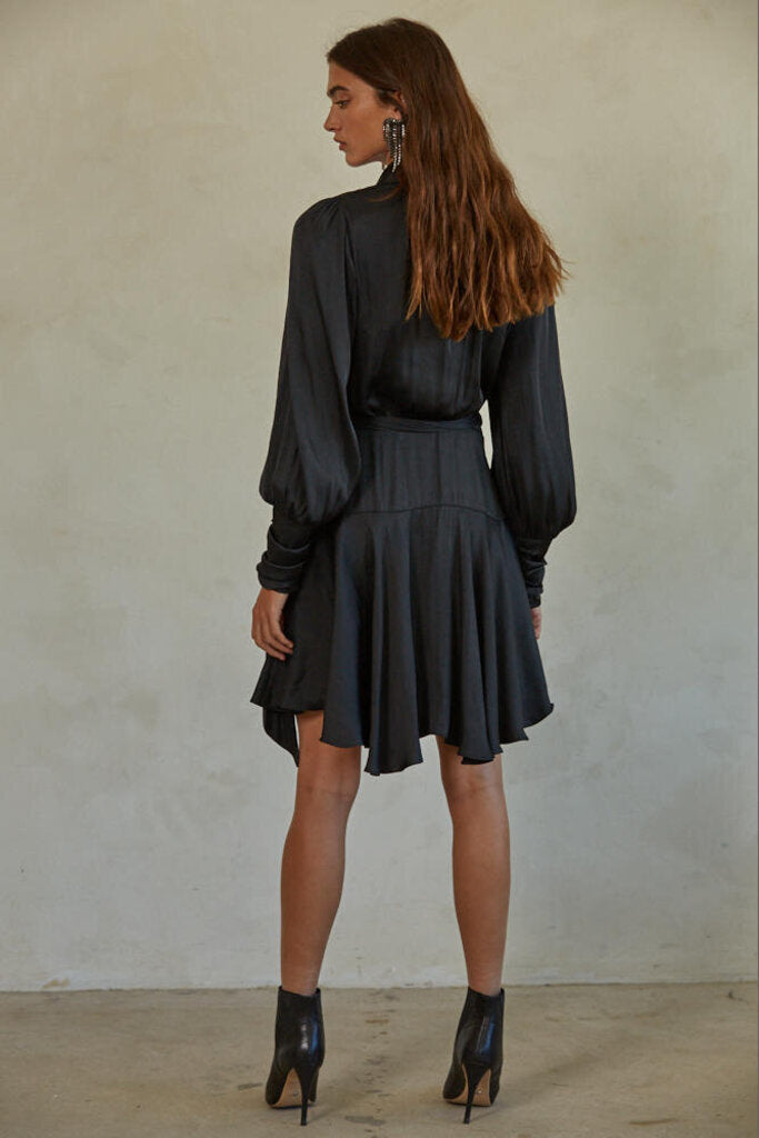 BY TOGETHER Black Long Sleeve Wrap Dress