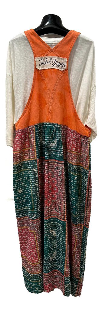 JADED GYPSY Orange Overall Sunburst Dreams Patchwork Dress Made in the USA