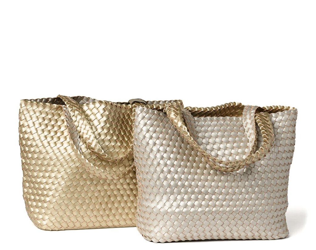 ILSE JACOBSEN SILVER AND GOLD REVERSIBLE TOTE BAG