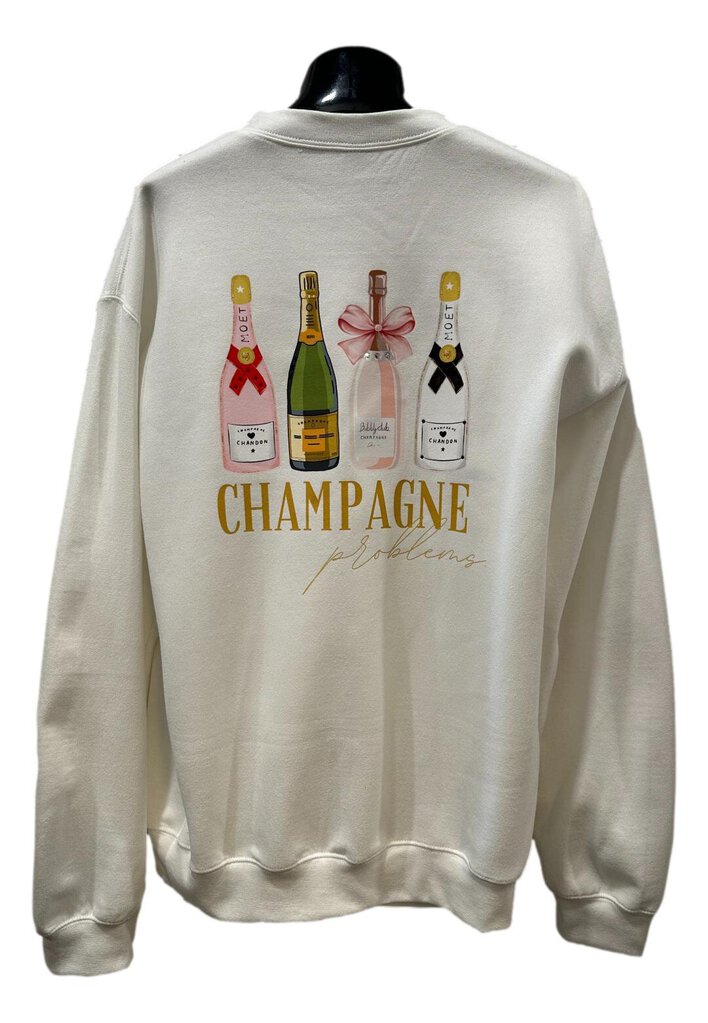 GILDAN White Champagne Long Sleeve Sweatshirt Top