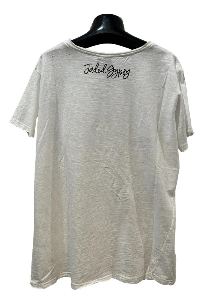 JADED GYPSY White Short Sleeve Cotton Circus Top